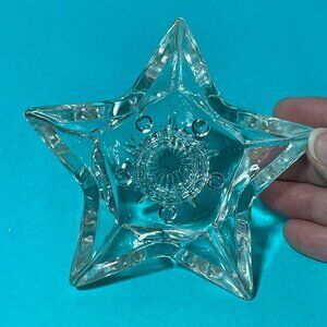 Vintage Hazel Atlas Glass Star Candle Holders | Mid-Century Set